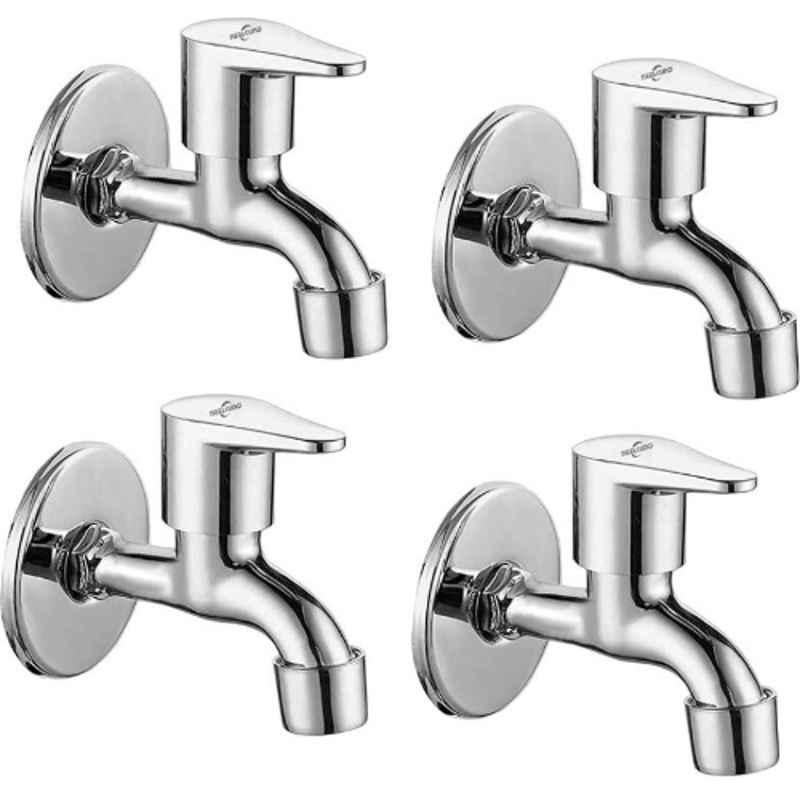 Neelkund Fusion Brass & Stainless Steel Silver Chrome Finish Bib Tap (Pack of 4)