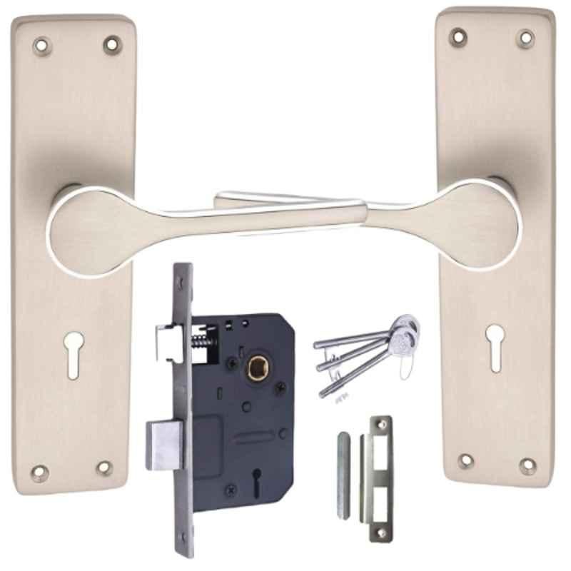 ATOM 200mm Zinc Silver Satin Finish Mortise Door Lock Set, MH-O50-KY-SS
