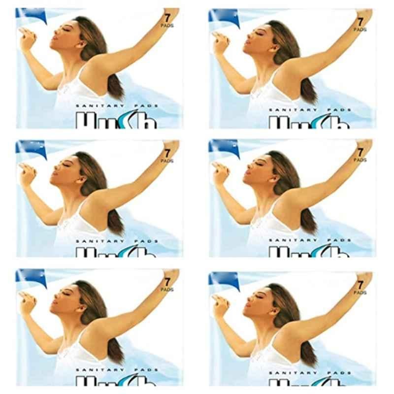Hush 7 Pcs 280mm Ultra Thin Sanitary Napkins with Wings, E3, Size: XL (Pack of 6)