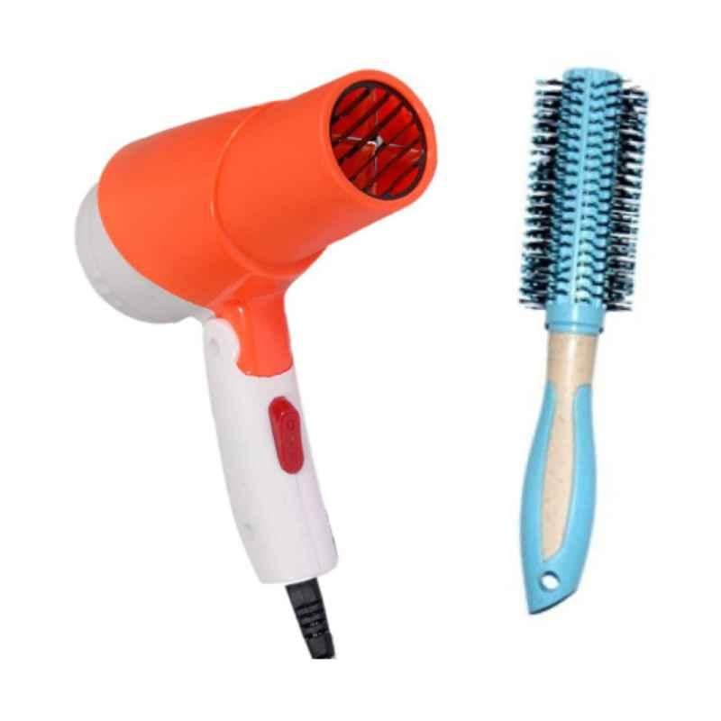 Lenon 1280 Orange Hair Dryer & Round Comb Combo