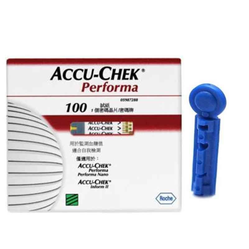 Accu-chek Performa 100 Test Strips & Euroclix 100 Pcs 30 Gauge Blood Lancet Box