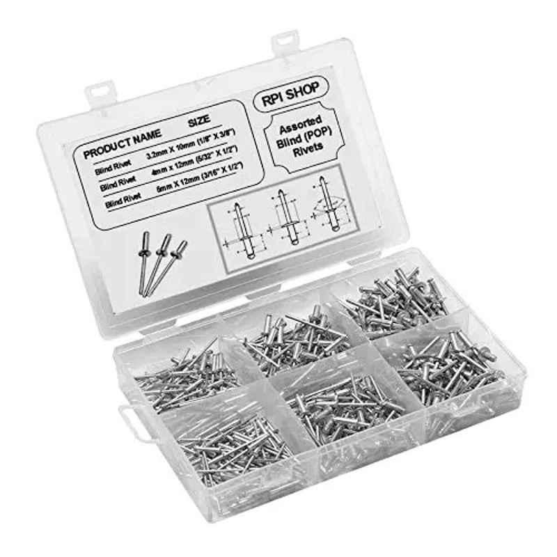 Rpi Shop 150 Pcs Assorted Blind POP Rivet Set with 3 Different Size