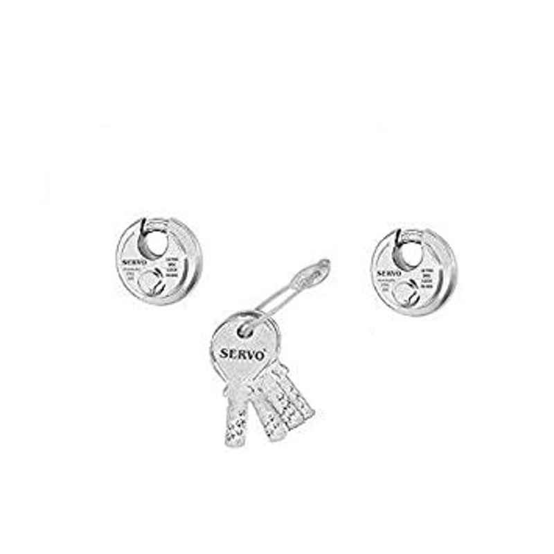 Smart Shophar 90mm 2Pcs Stainless Steel Silver Disc Combo Ultra Keys Shutter Lock Set, SLK40SL-COMB-UKSL90-S1