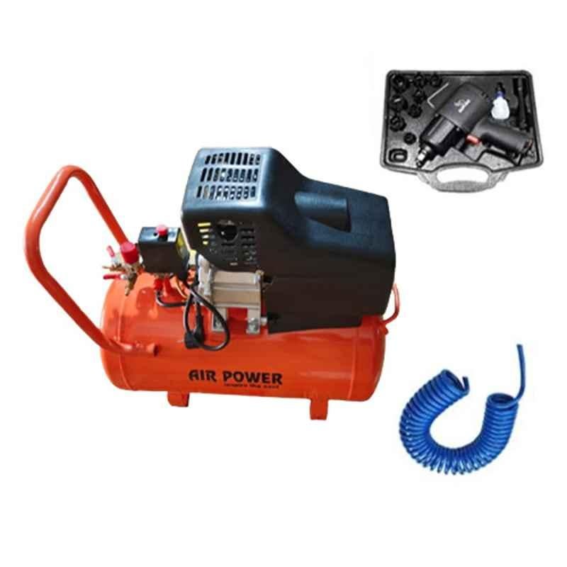 Air Power IW 02 1/2 inch Pneumatic Impact Wrench & AC-50C 50L Air Compressor with Pipe Fittings Combo