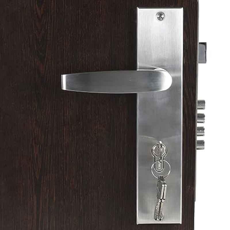 Handle Waala Curve 10 inch 60mm Stainless Steel Silver Cylindrical Plate Both Side Key Mortise Door Lock Set