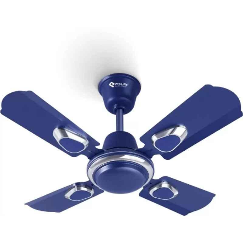 Prolife Optima Deco 60W Metallic Blue Decorative 4 Blade Anti Dust Ceiling Fan, Sweep: 600 mm (Pack of 2)