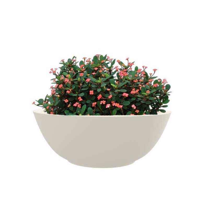 Yuccabe Italia 10 Inch Round Pleasant White Hybrid Polymer Planter, YUCCABE-KTR-1018