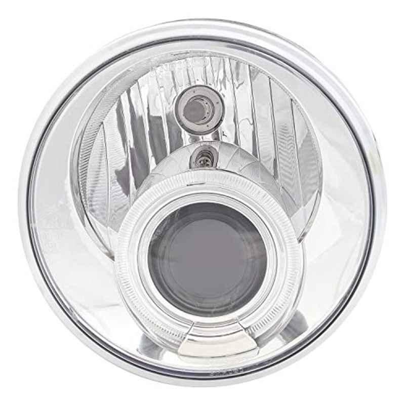 Uno Minda Hard Coated Lens Headlight with Bulb for Royal Enfield Bullet Thunderbird New Model, RE-142-HLA-WB