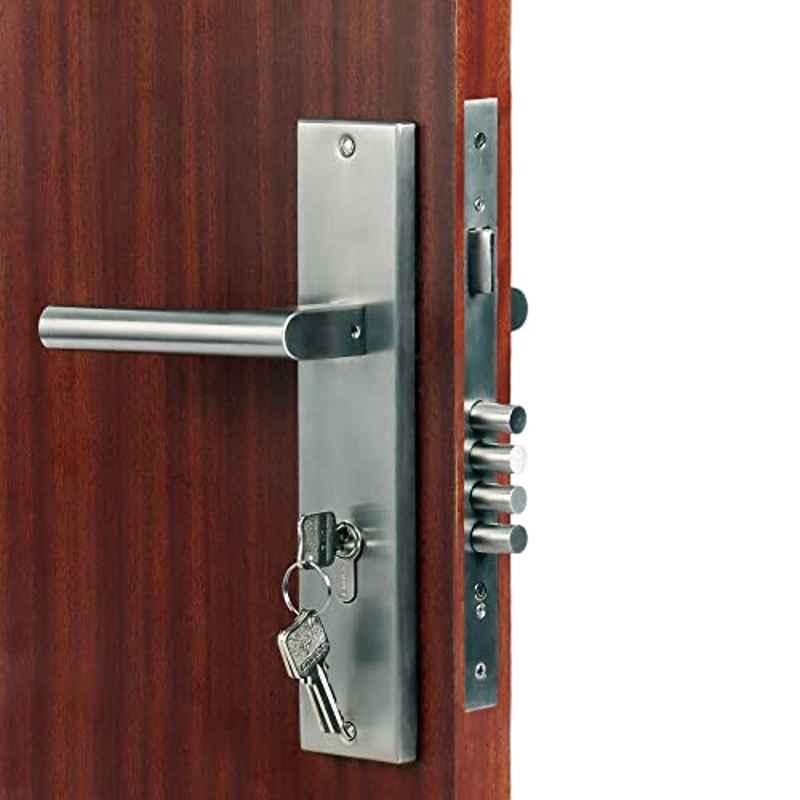 Homexpert MG301 10 inch 60mm Stainless Steel Satin Finish Cylindrical Plate Both Side Key Mortise Door Lock Set