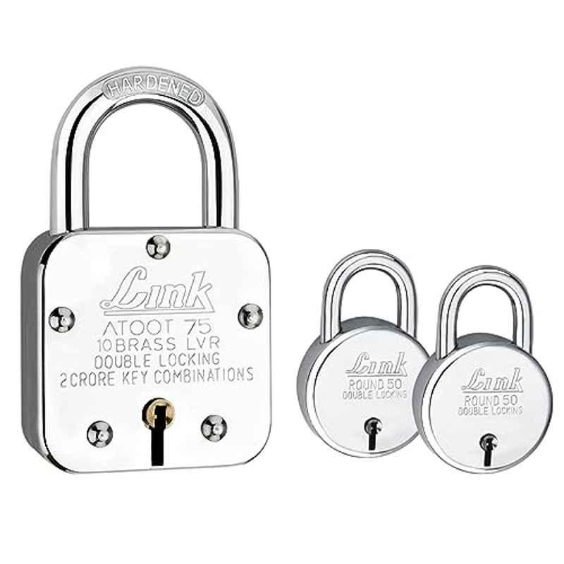 Link 75mm 9 Lever Stainless Steel Double Locking Padlock with 50mm Round Padlock Free, Atoot 70