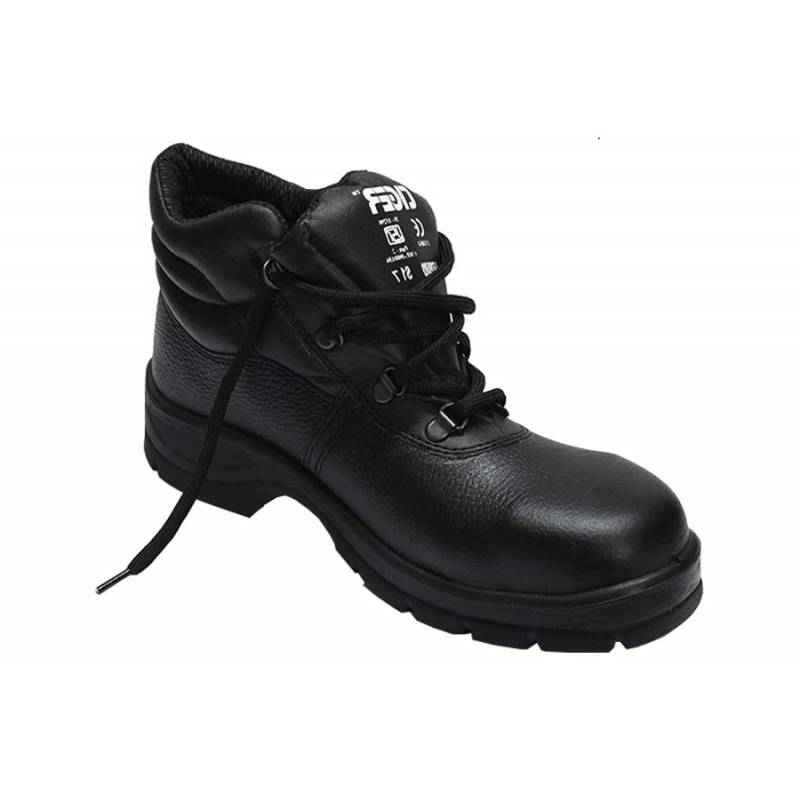 Tiger Leopard S1 BG High Ankle Steel Toe Black Work Safety Shoes, Size: 8