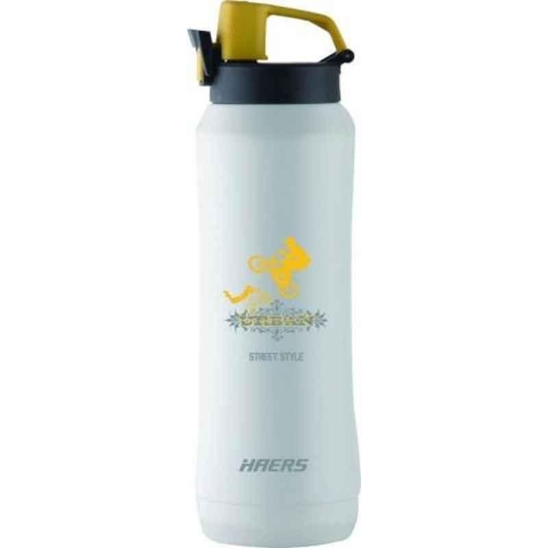 Haers 750ml Stainless Steel White Vacuum Sports Bottle, HD-750-30-WHT (Pack of 2)