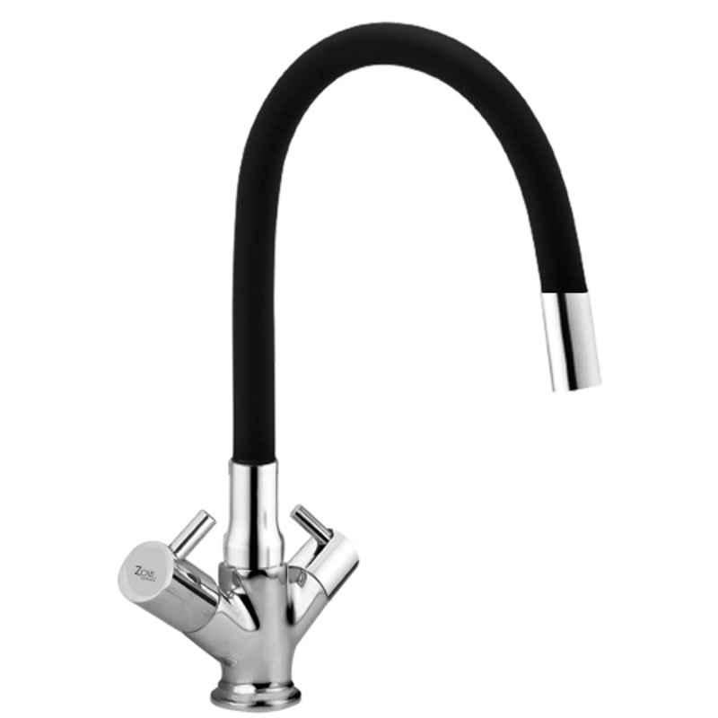 Zoie Mini Brass Black Chrome Finish Basin Mixer with Swivel Spout, Z20043