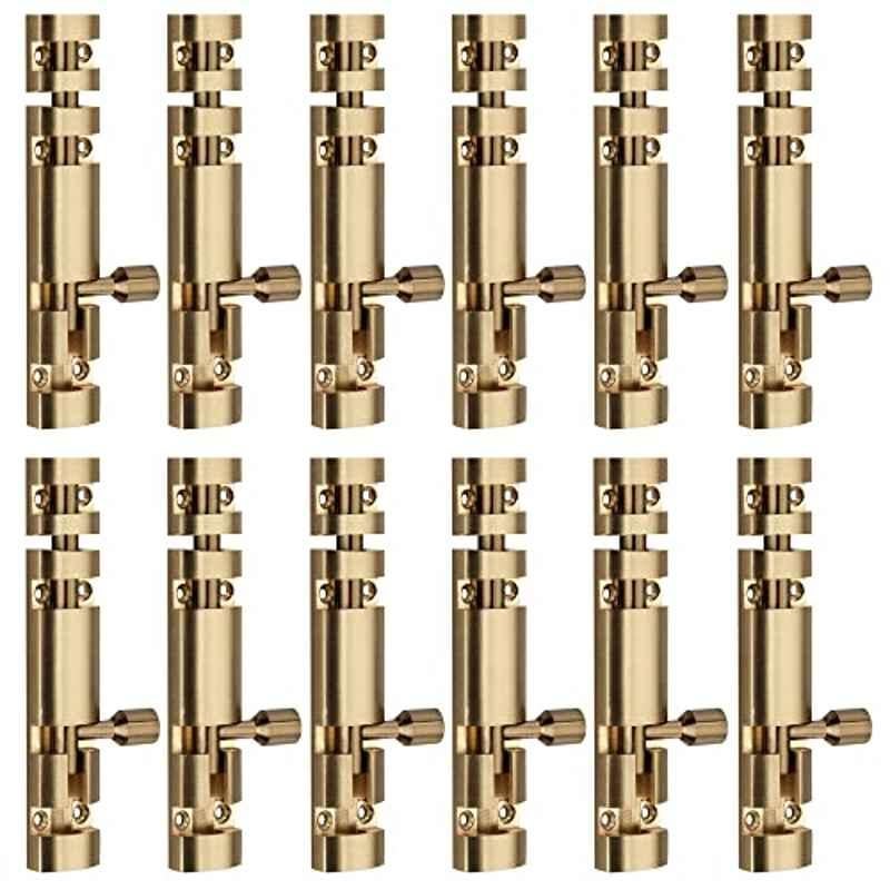 Screwtight Xylo 6 inch Aluminium Gold Finish Tower Bolt, XYLO-GOLD-6IN-12 (Pack of 12)