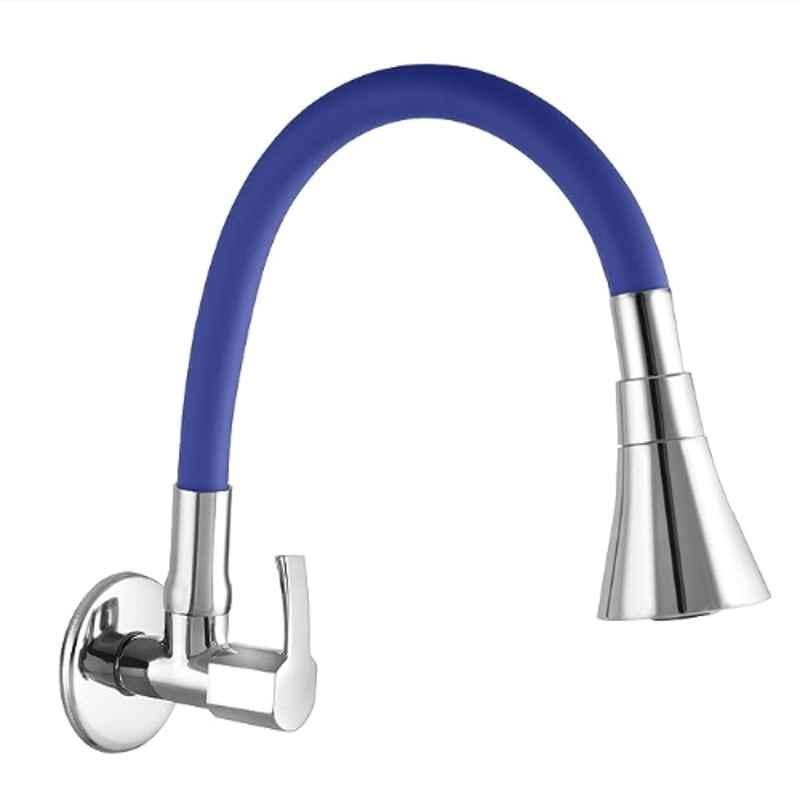 10X Brass Wall Mount Chrome Plated Blue Sink Tap, SF-90552