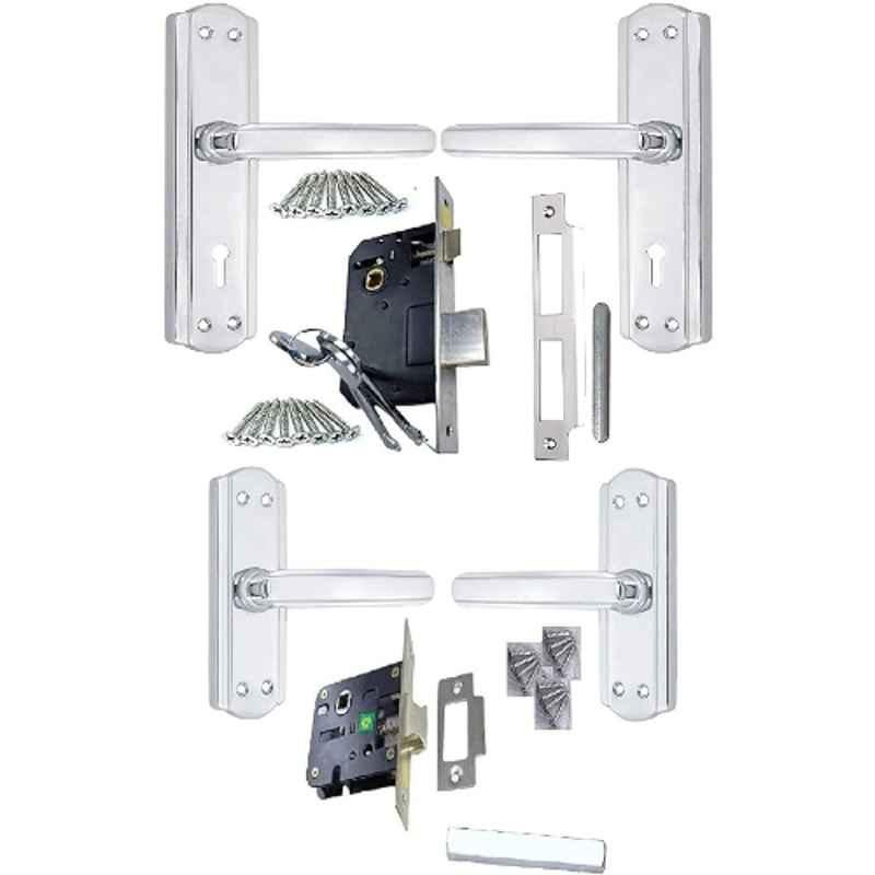 Ojass 4 Pcs Stainless Steel & Aluminium Mortise Door Lock Set, BML65BL+ S05MBCP