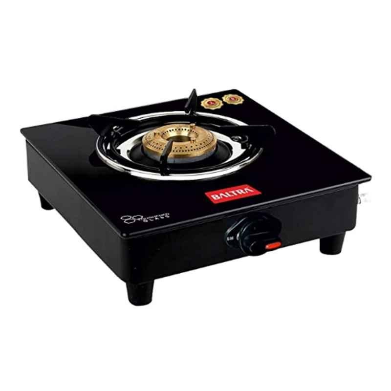 Baltra Glimmer Glass Black Manual 1 Burner Gas Stove, BGS176