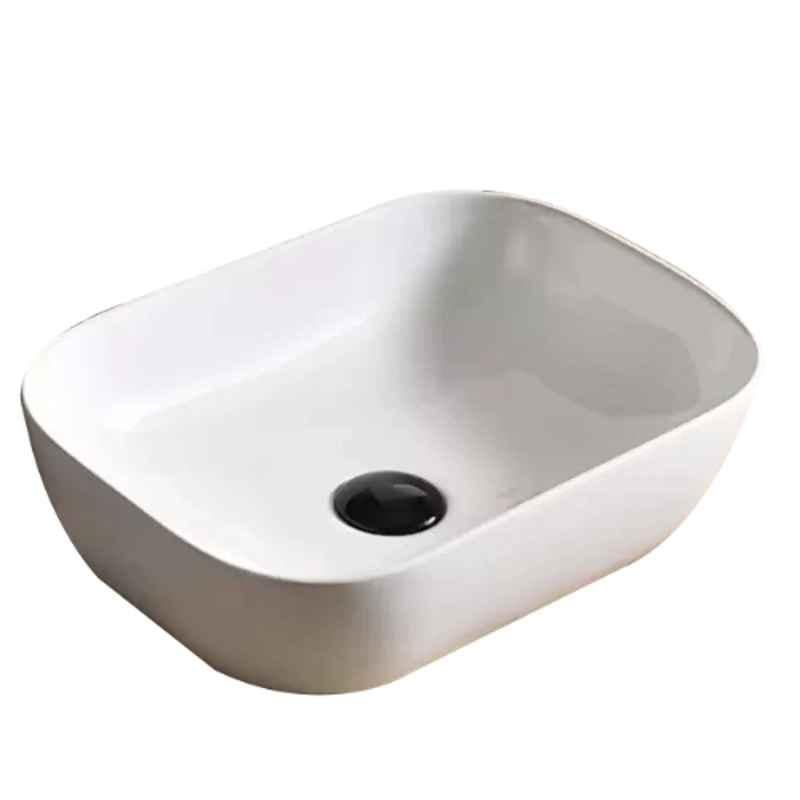 Hisre 45x33x12.7cm Ceramic White Table Top Wash Basin, SKTWHITE