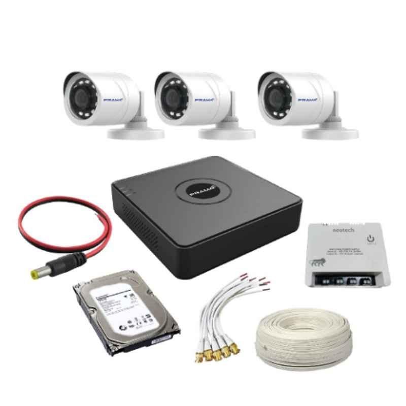 Prama 3 Bullet Camera 4 Channel DVR 1TB Hard Disk Network Video Recorder Kit