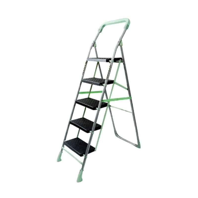 Inaithiram SL5SPR 150kg 5 Step CRC Parrot Green Powder Coated Foldable Step Ladder with Anti Slip & Safety Clutch Lock