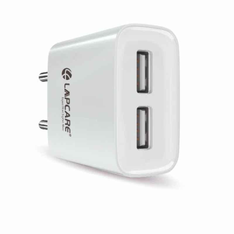 Lapcare 2.1A White USB AC Adopter with Charging Cable, LWC-201