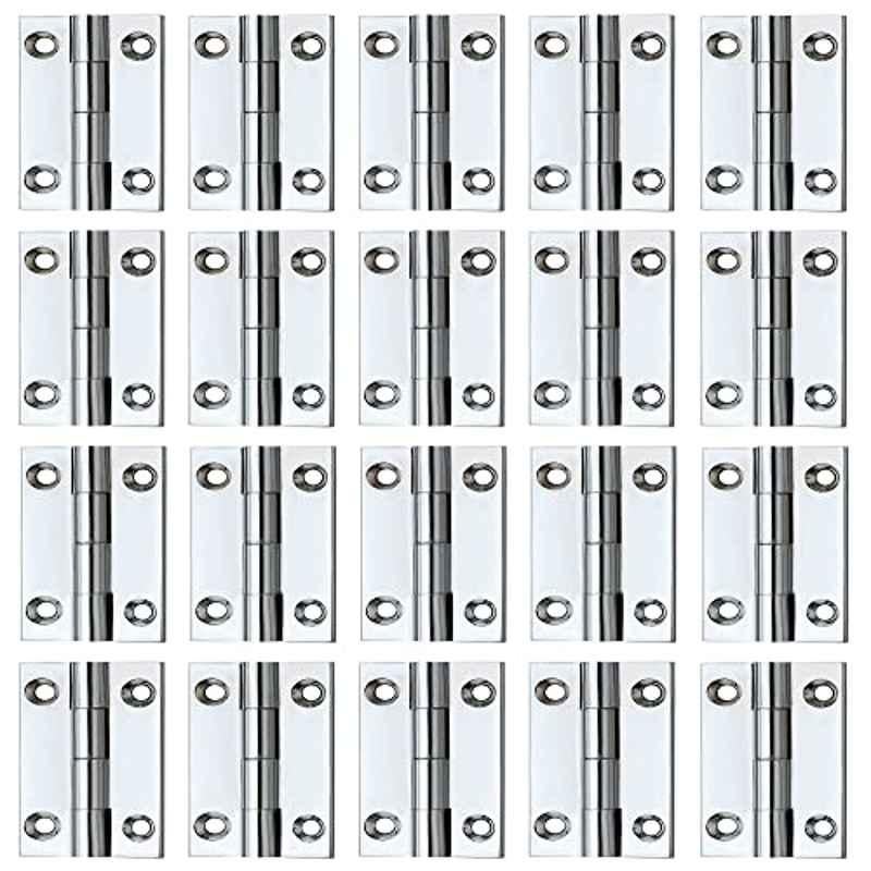 Screwtight 1.5 inch Brass Chrome Plated Cabinet Hinge Butt Hinge, B170102CP-20p (Pack of 20)