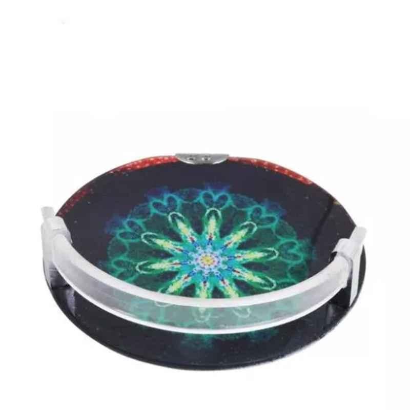 Harbalife 6x6 inch Round Digital Toughened Glass Wall Shelf, TS66D1ACYHABSP