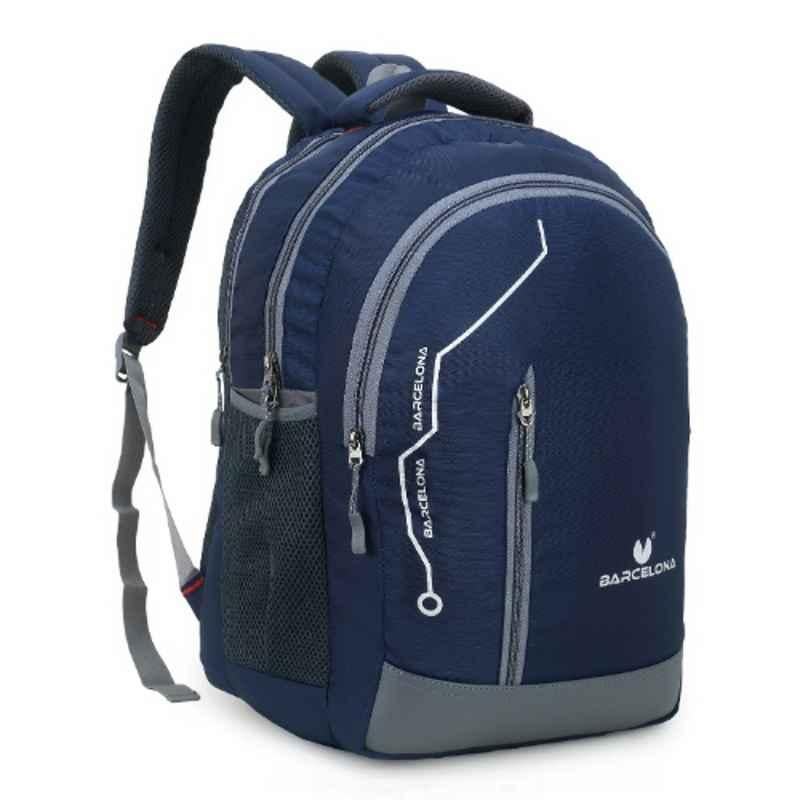 Barcelona 26L Polyester Blue Casual Laptop Backpack with Rain Cover