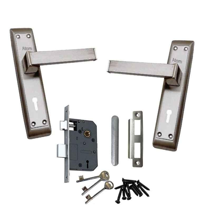 Atom Polo Stainless Steel Stain Finish Double Stage Mortise Lock Set With 3 Keys