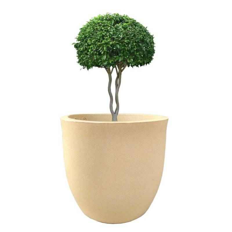 Fox B 15 Inch Round Beige German Polymer Planter, FOX-PCUP-14-B