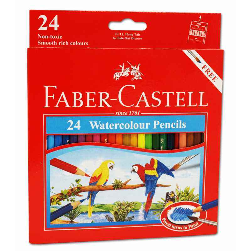 Faber-Castell Water Color Pencils with Paint Brush, 115524 (Pack of 24)