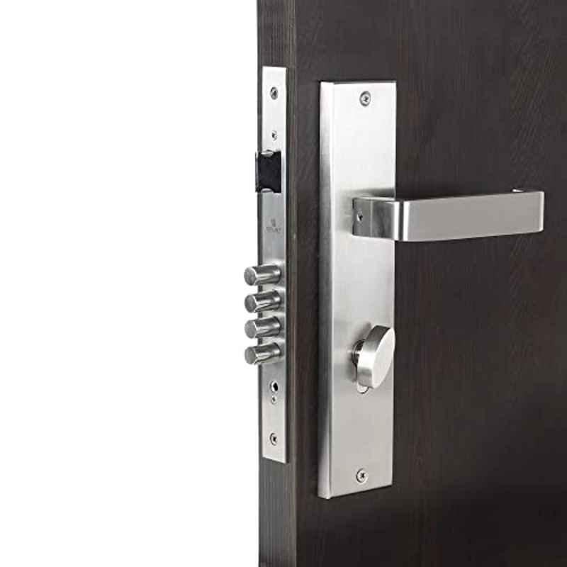 Homexpert Lumbretta-OSK 10 inch 60mm Stainless Steel Silver Cylindrical Plate One Side Key Mortise Door Lock Set
