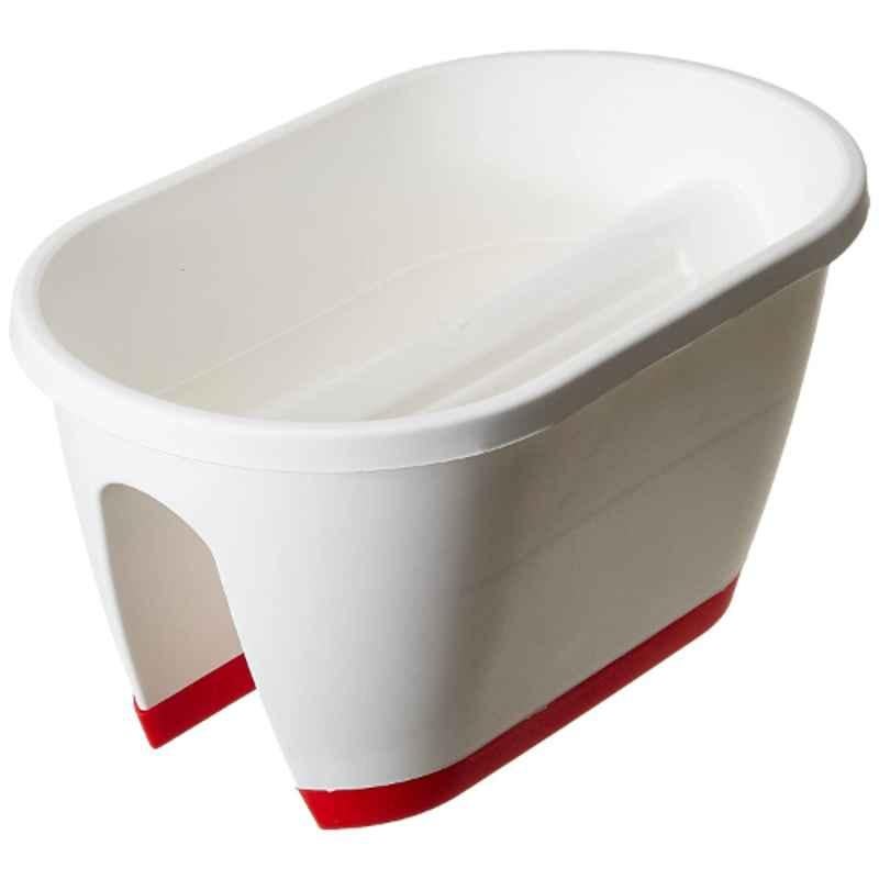Gardens Need 50x30x27cm 20 inch Big Rectangular Railing White Pot Set, (Pack of 2)