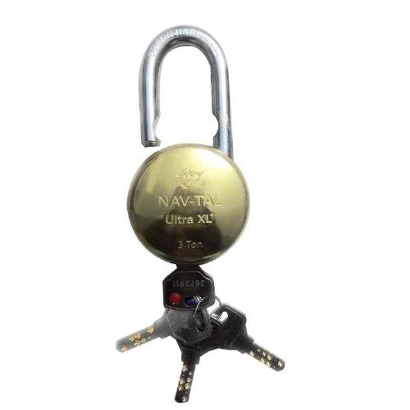 Godrej Nav-Tal Ultra XL+ Brass Padlock with 4 Keys, 5100