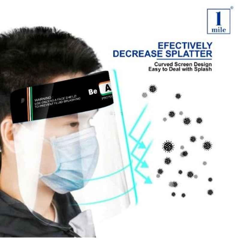 1Mile 200micron PET Protective Face Shield with Thick Soft Sponge (Pack of 10)