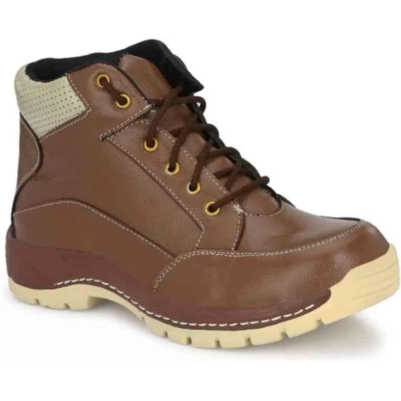 Infantry I205 Leather Steel Toe Tan Half Ankle Safety Shoes, Size: 11