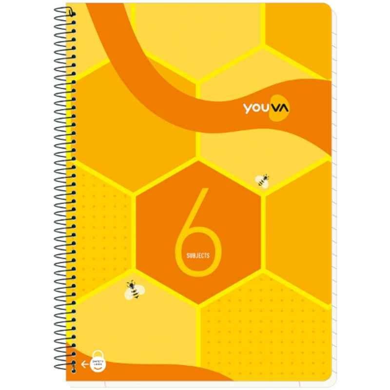 Navneet Youva A4 300 Pages 6 Subject Single Line Spiral Bound Notebook, 23264