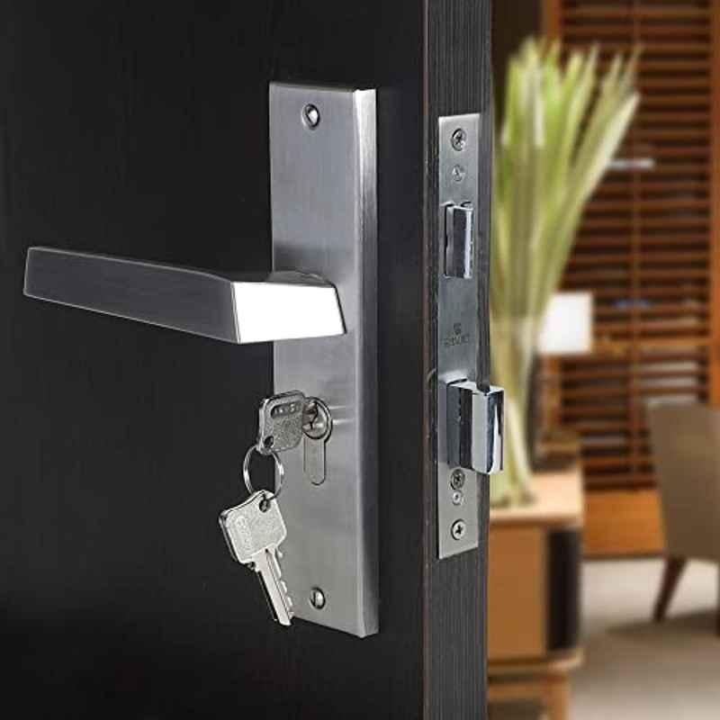 Voltizi 8 inch Stainless Steel 304 Cylindrical Plate Mortise Door Lock Handle Set with 3 Keys, SANA-OSK