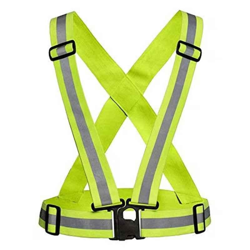 Crewbolt 2 inch Nylon Green High Visibility Protective Safety Reflective Vest Belt, Size: Free