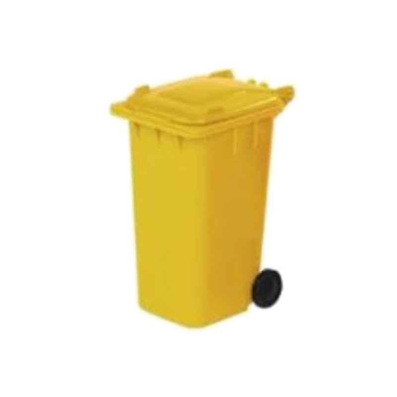 Delta 120L Yellow Plastic Dustbin with 2 Wheels, DWB-120-REG-Y