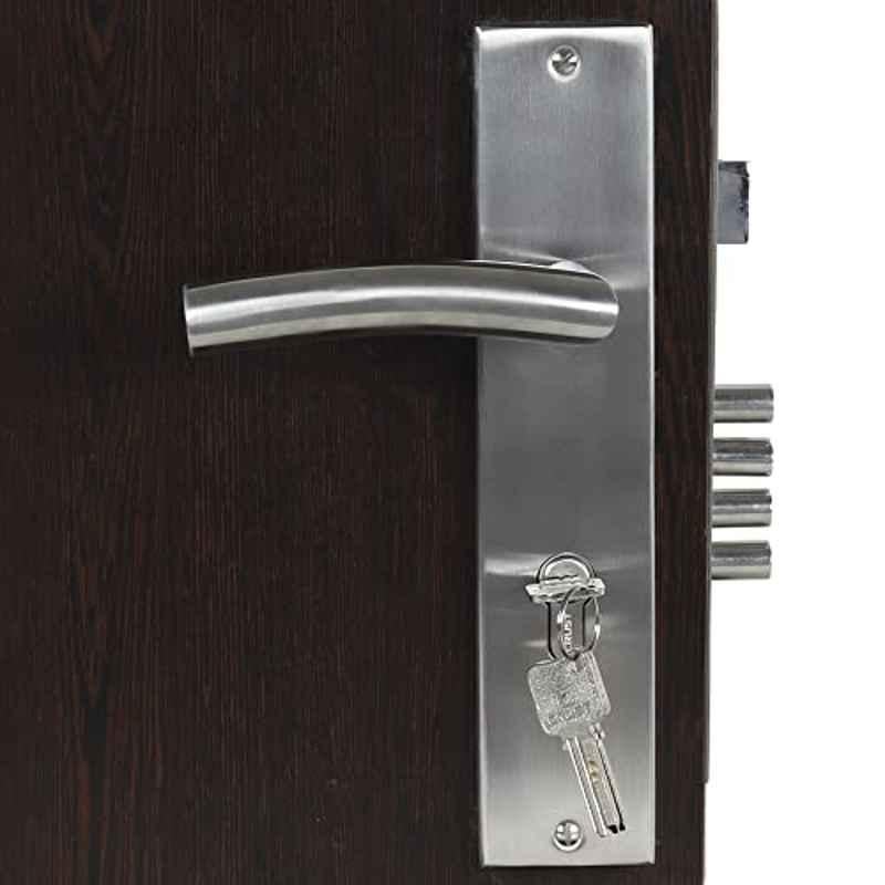 Homexpert MG1105 10 inch 60mm Stainless Steel Silver Cylindrical Plate Both Side Key Mortise Door Lock Set