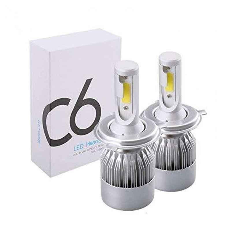 Viva City 2 Pcs C6 12V H4 White Aluminium Car LED Headlights