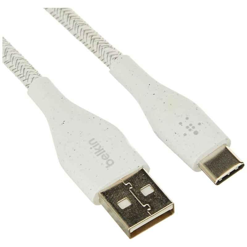 Belkin DuraTek Plus 3m White USB C to USB A Cable with Strap, F2CU069bt10-WHT