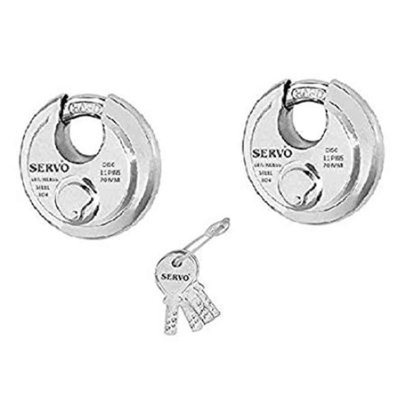 Smart Shophar 2 Pcs 70mm Stainless Steel Silver Disc Combo Ultra Keys Shutter Lock Set, SLK40SL-COMB-UKSL70-S1 (Pack of 2)