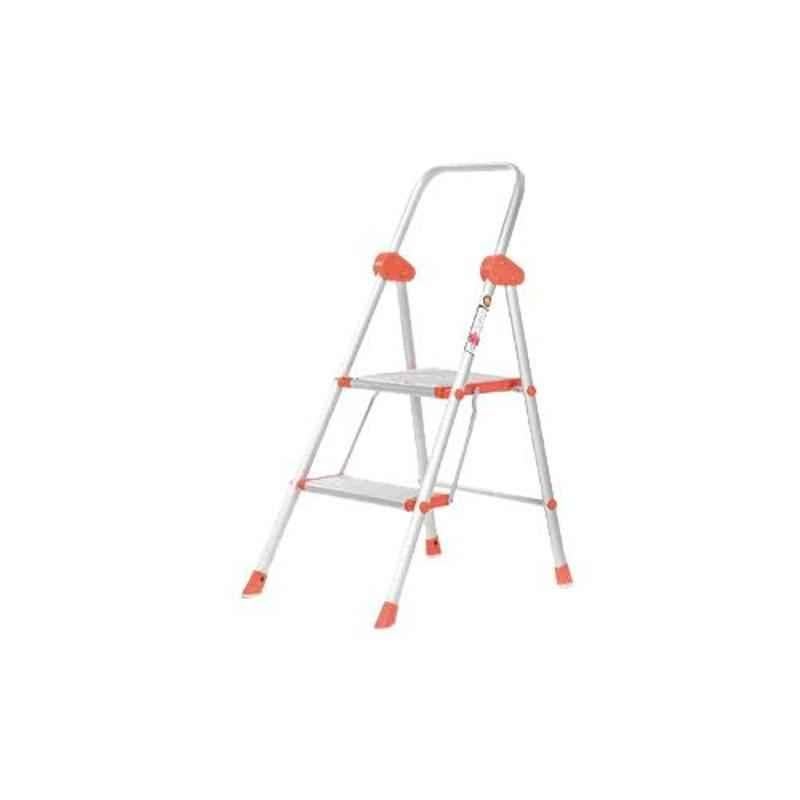 Bathla Surge 2 Step Silver & Orange Aluminium Ladder