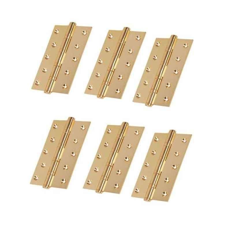 Smart Shophar 3x1.5x3 inch Brass Gold Bearing Hinge, SHA10HG-BEAR-GL3X1.5X3-P6 (Pack of 6)