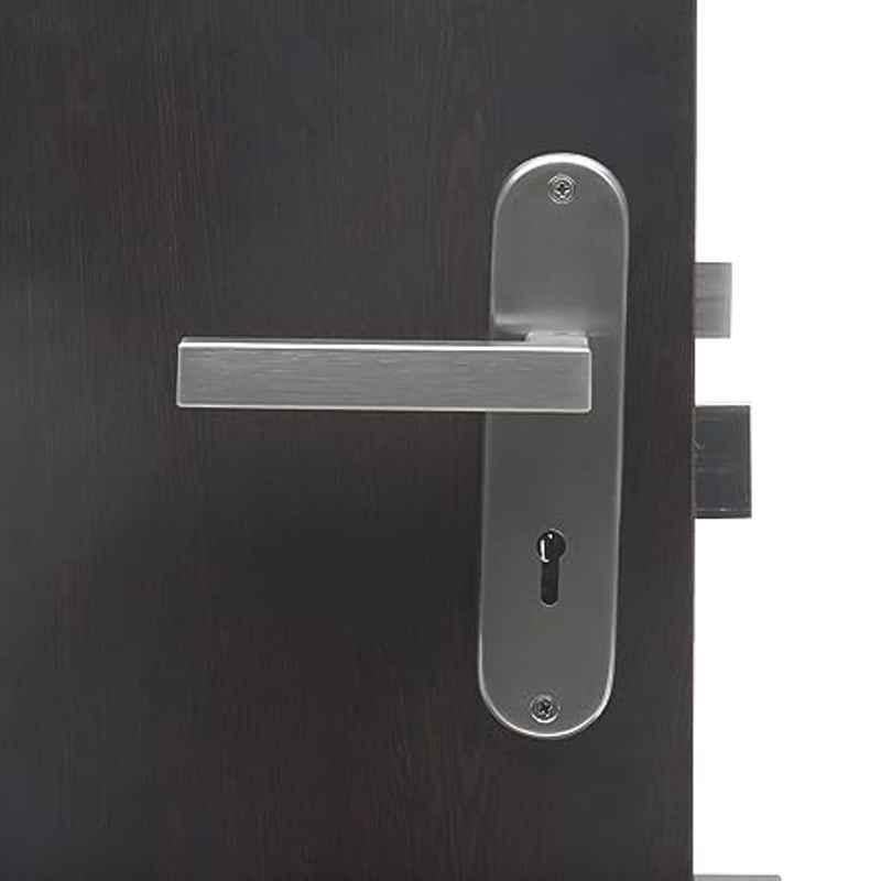 Handle Waala LB-201 8 inch Stainless Steel Silver Round Ky Plate Mortise Door Lock Set