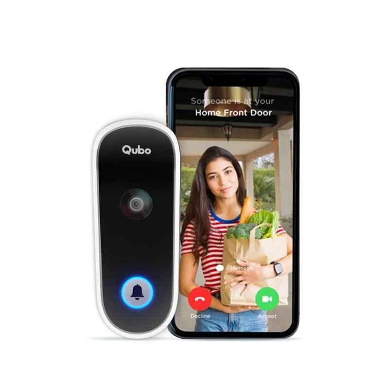 Qubo Ultra 1080p White Smart Wi-Fi Wireless Video Doorbell with Intruder Alarm System
