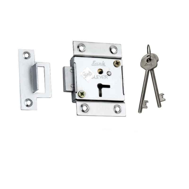 Link 65mm Universal Silver Stainless Steel Cylinder Type Drawer & Cupboard Lock with 6 Lever, 803