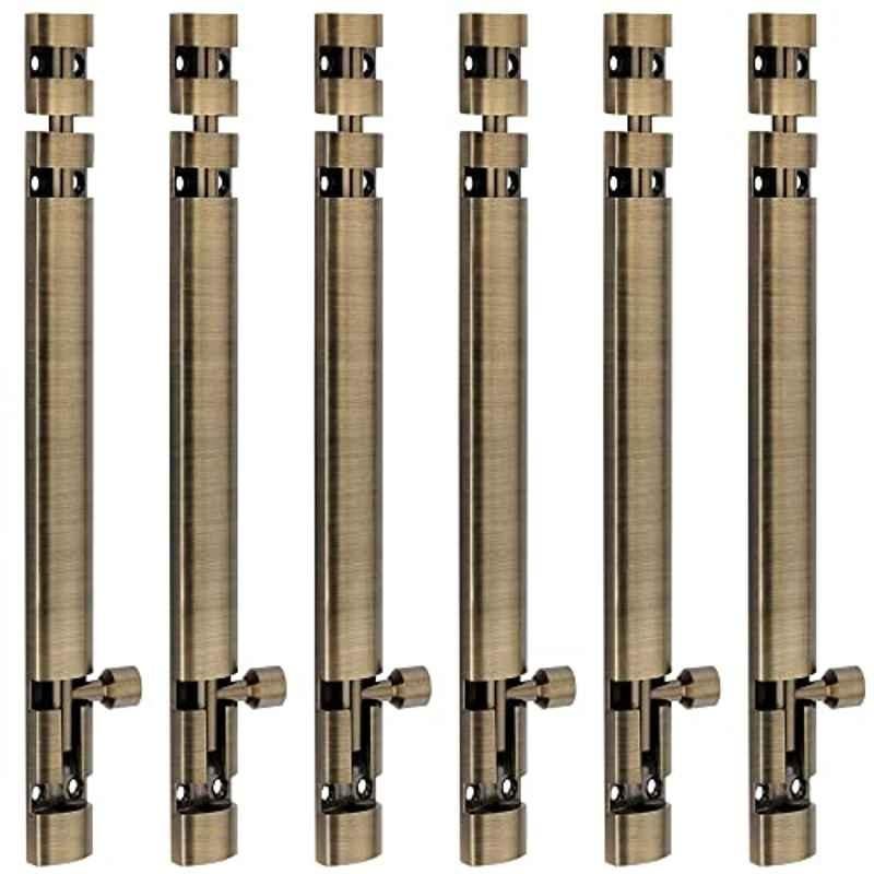 Screwtight Xylo 8 inch Aluminium Antique Brass Finish Tower Bolt, XYLO-BA-8IN-6 (Pack of 6)